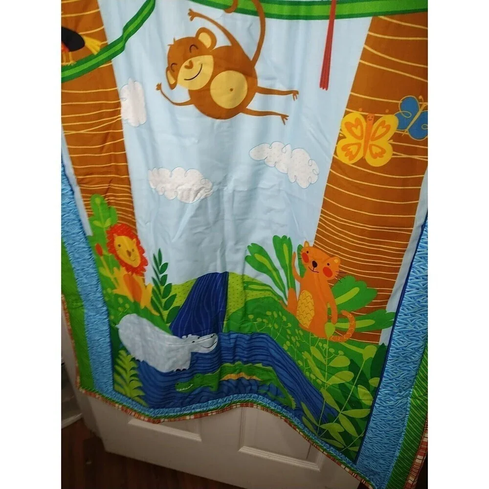 In The Jungle Kids Toddler Baby Handmade Quilted Blanket. Size 33